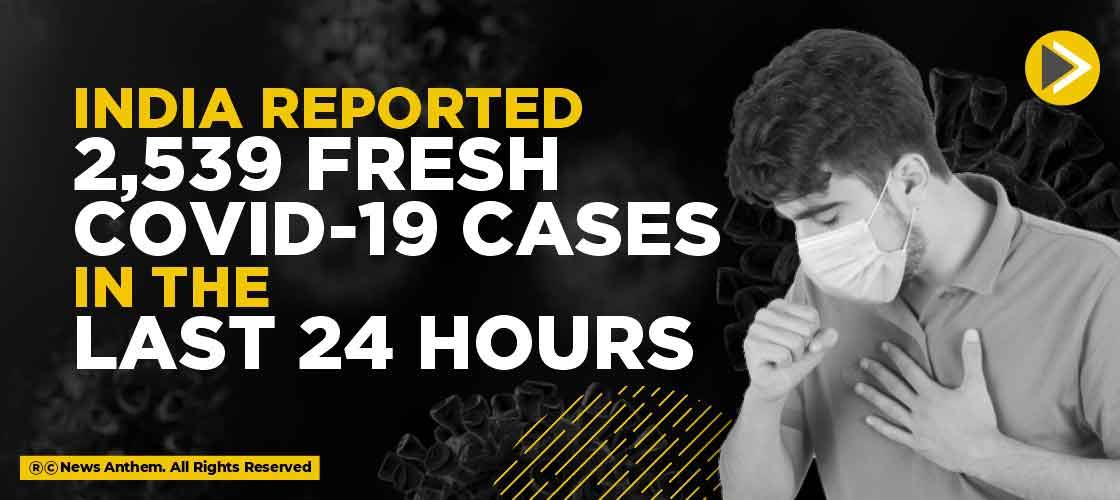 India reported 2,539 Fresh COVID-19 Cases in the last 24 hours.