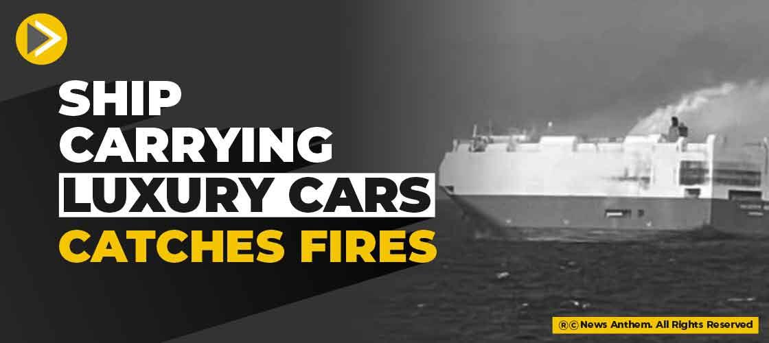 Ship carrying luxury cars catches fires