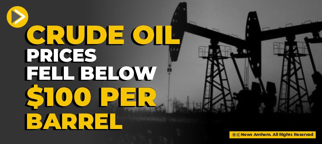 Crude Oil Prices fell below 100 per barrel.