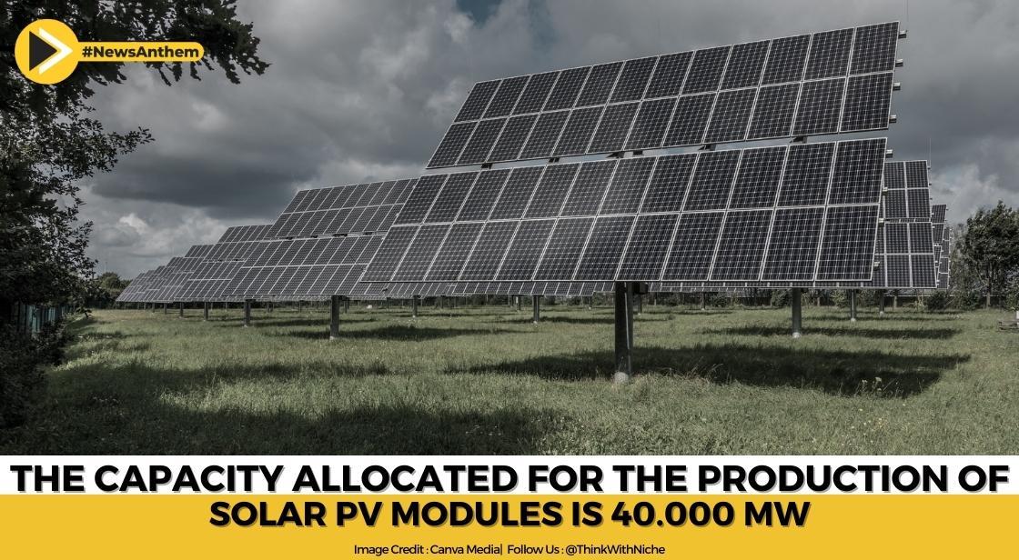 The capacity allocated for the production of solar PV modules is 40.000 MW