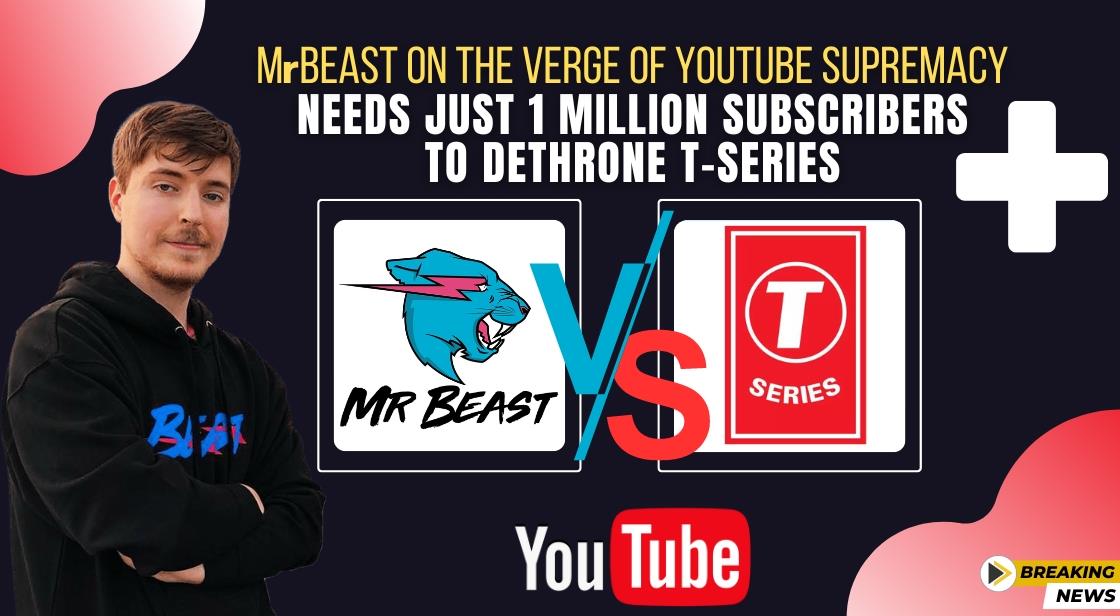 MrBeast on the Verge of YouTube Supremacy: Needs Just 1 Million Subscribers to Dethrone T-Series