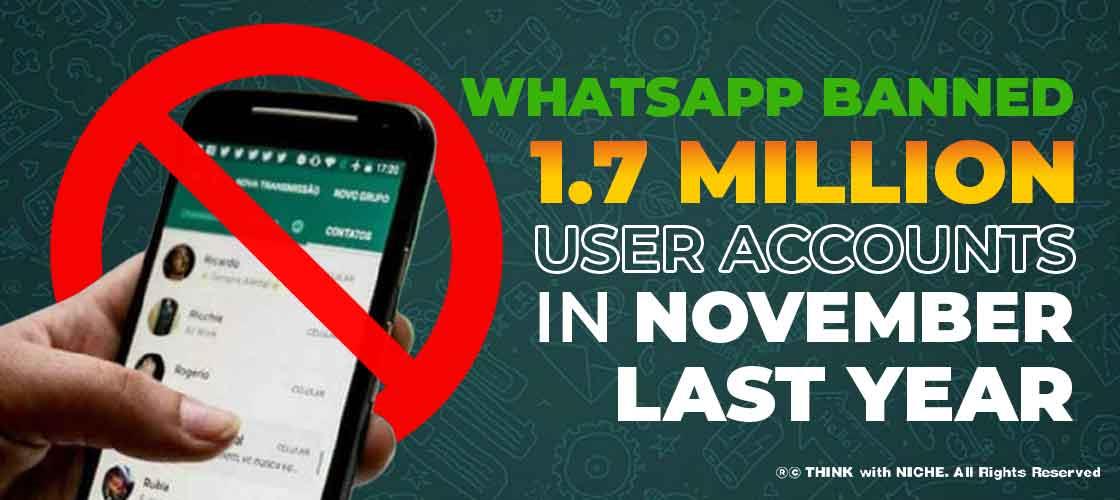WhatsApp banned 1.7 Million user accounts in November last year